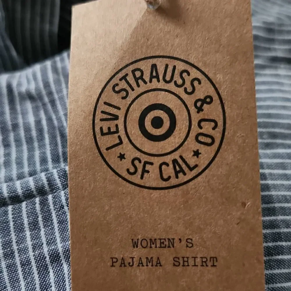 Levi Strauss & Co Women's Size Medium Dark Chambray White Striped Pajama Shirt